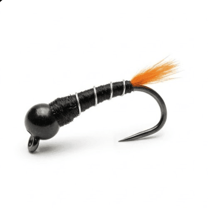Black Beadhead Stonefly Nymph with Orange Hot Spot